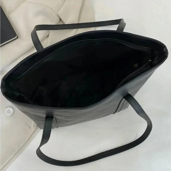 ⚠️Clearance Large Solid Black Shoulder Tote Bag - Picture 4 of 6